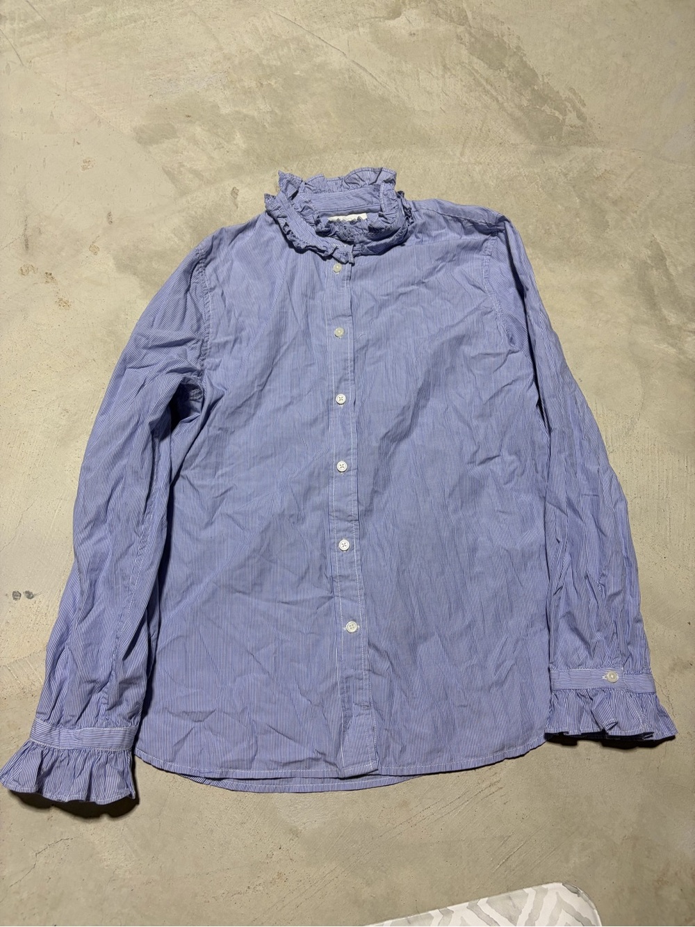 J. Crew Classic Light Blue Ruffle Collar Dress Shirt 12